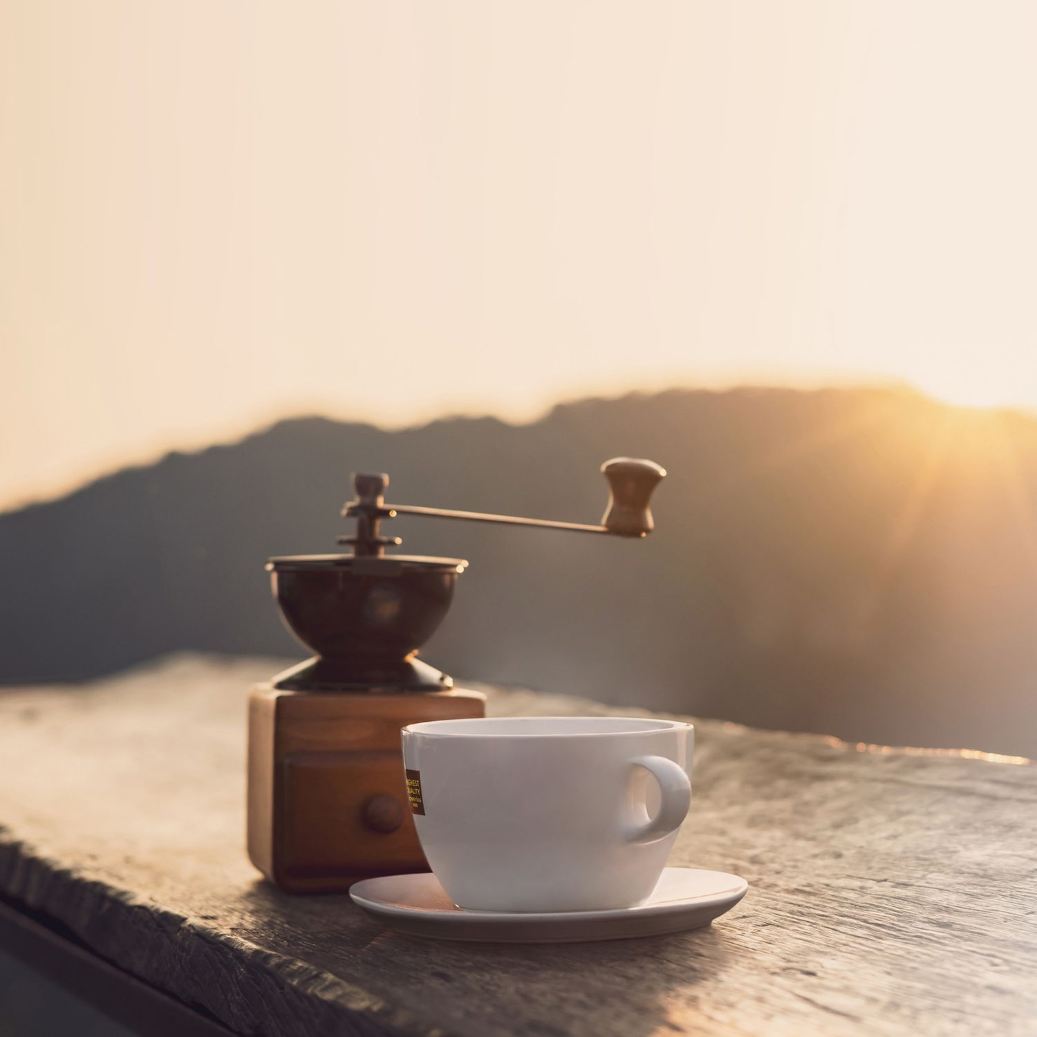 Alps Coffe Schreyögg Kaffeetasse mit Kaffeemühle